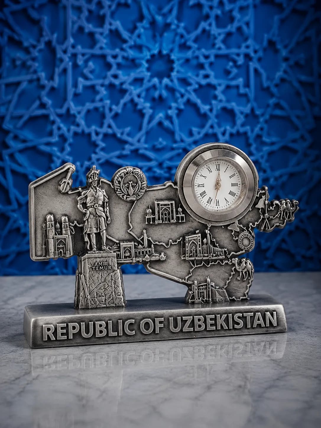 Uzbek Souvenir — O'zbekiston xaritasi, metall suvenir