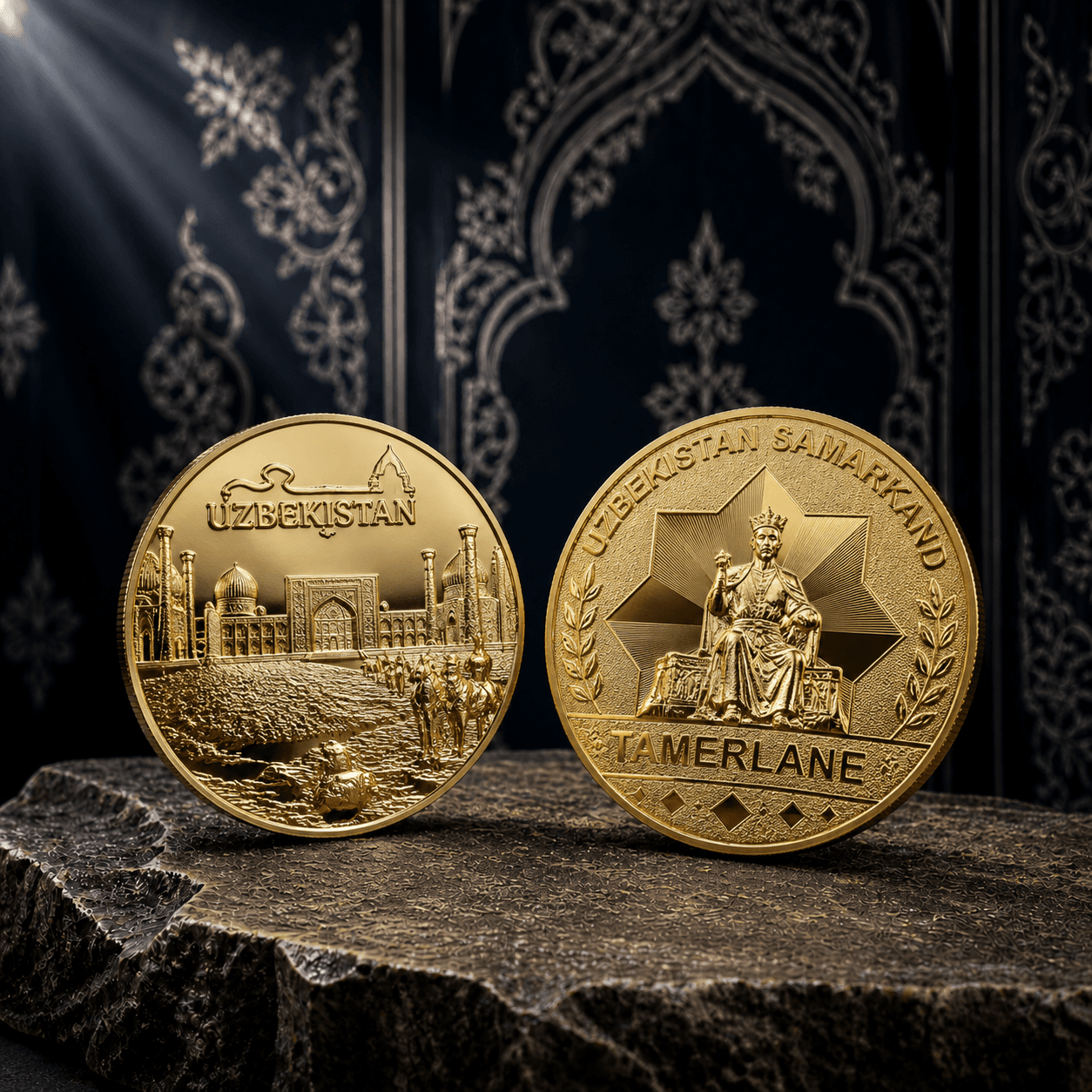 «Amir Temur (Tamerlane) — Samarqand» oltin rangli kolleksion tanga